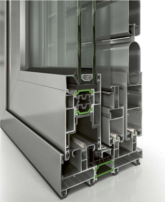 Châssis coulissant en aluminium 4 ventaux ETEM E50 (L.:3480mm x H.:2600)