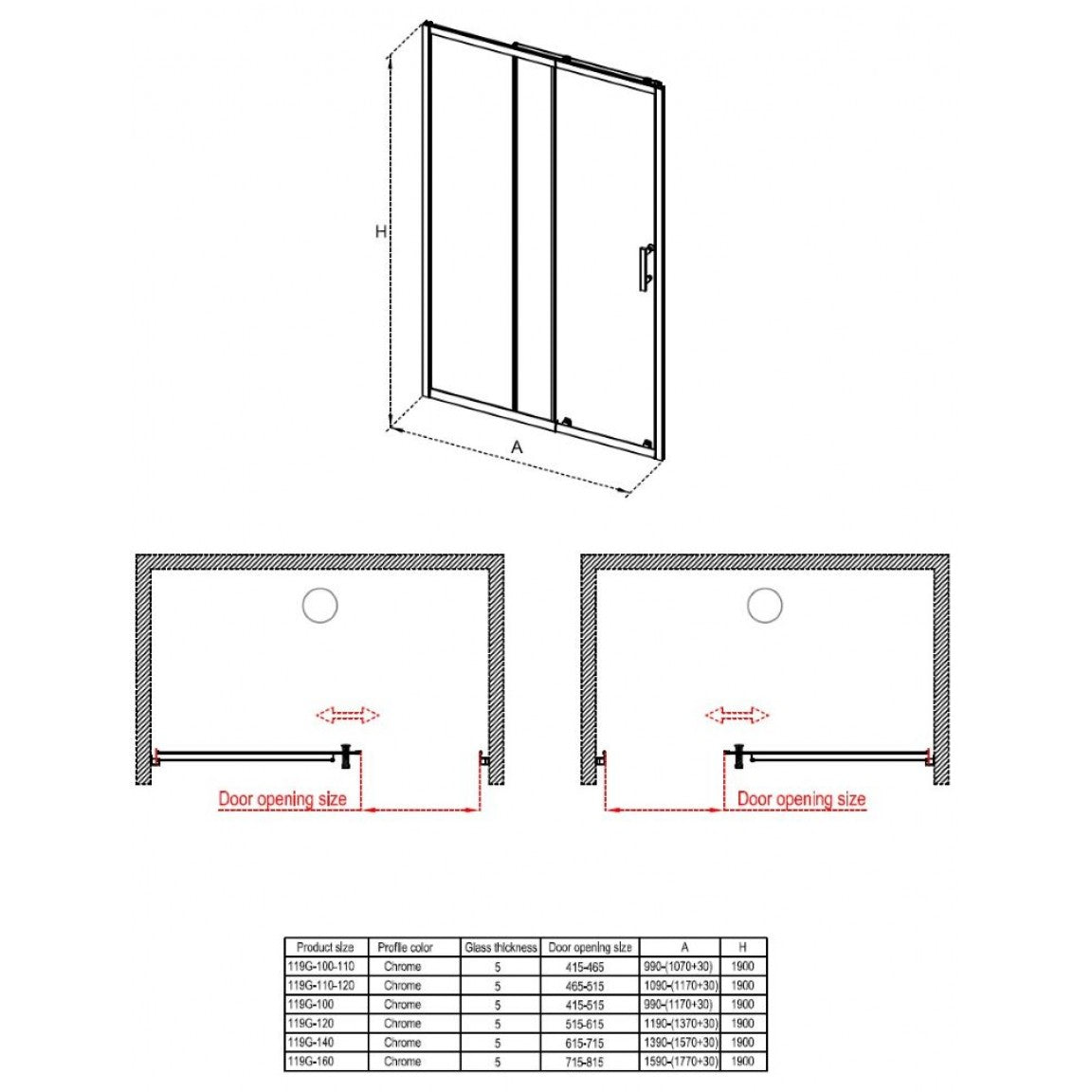 Paroi de douche ICS 119G