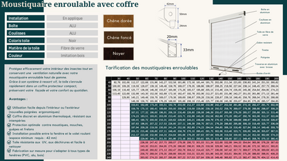 Moustiquaire enroulable avec coffre   -  Imitation bois