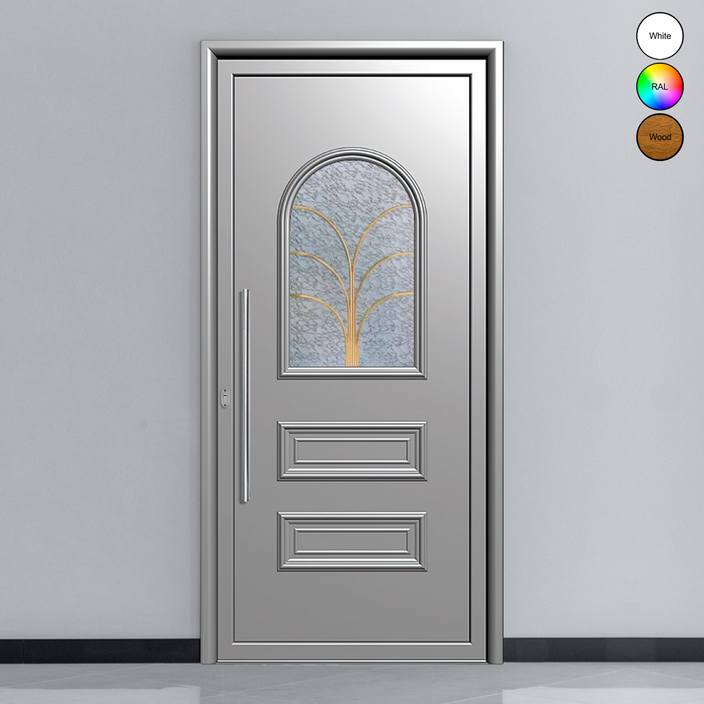 Porte d'entrée en aluminium Classic design 2307 + 3 fenêtres en aluminium