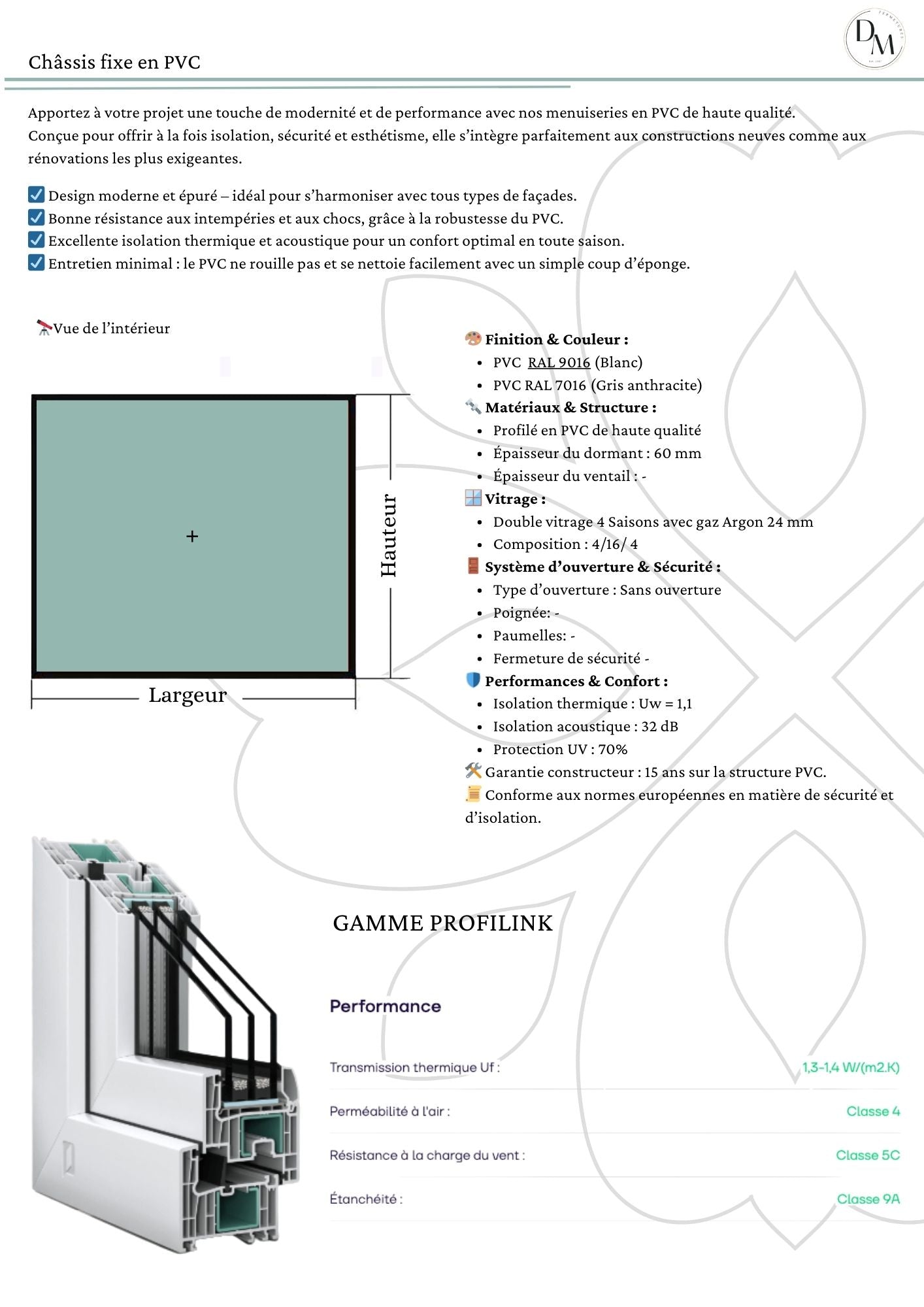 Châssis fixe pvc