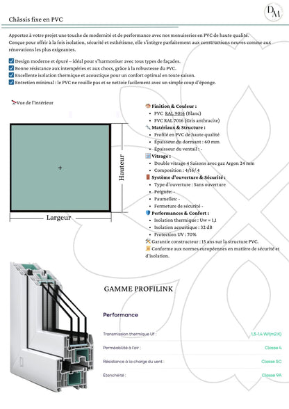 Châssis fixe pvc