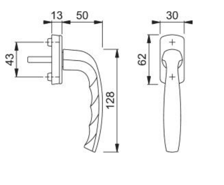 Poignée Hoppe New York Secustik  pour fenêtre en pvc, aluminium ou bois