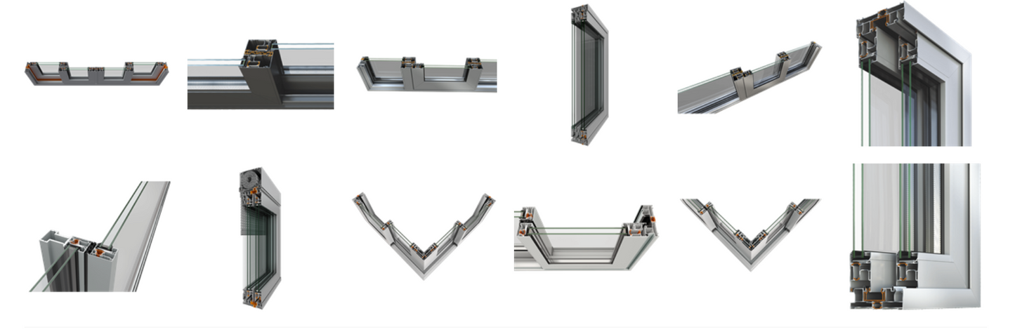 Châssis coulissant en aluminium à soulèvement 3 ventaux  SMARTIA S560 (L.:3200mm x H.:2200mm)