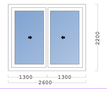 Châssis coulissant en aluminium 2 ventaux  SMARTIA 350 (L.:2600mm x H.:2200mm)