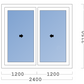 Châssis coulissant en aluminium 2 ventaux DMBG Pro (L.:2400mm x H.:2150mm)