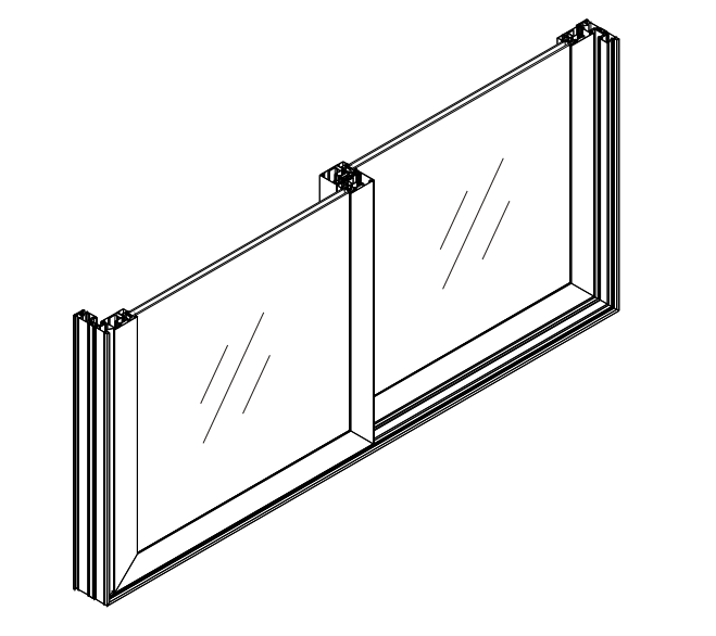 Châssis coulissant en aluminium 2 ventaux DMBG Pro (L.:1800mm x H.:2140mm)